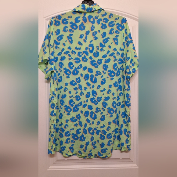 Xhilaration Summer Blouse – Green & Blue Leopard Print, Size L - Picture 7 of 10